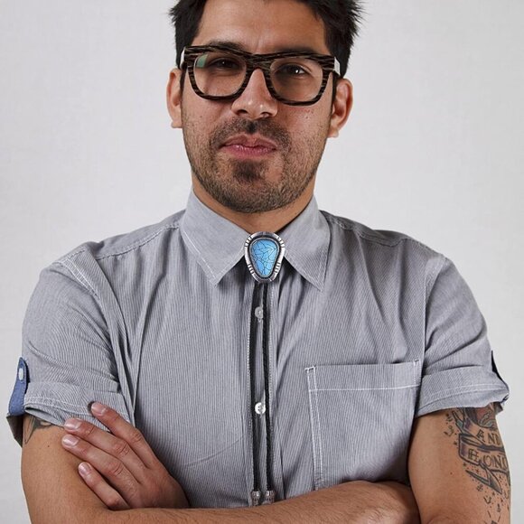 6Pcs Bolo Tie Set for Men, Western Cowboy, Turquoise & Tiger Eye Stone Neck Tie - Picture 4 of 9